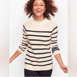 Talbots COTTON SHAKER STITCH ROLL NECK SWEATER - STRIPE